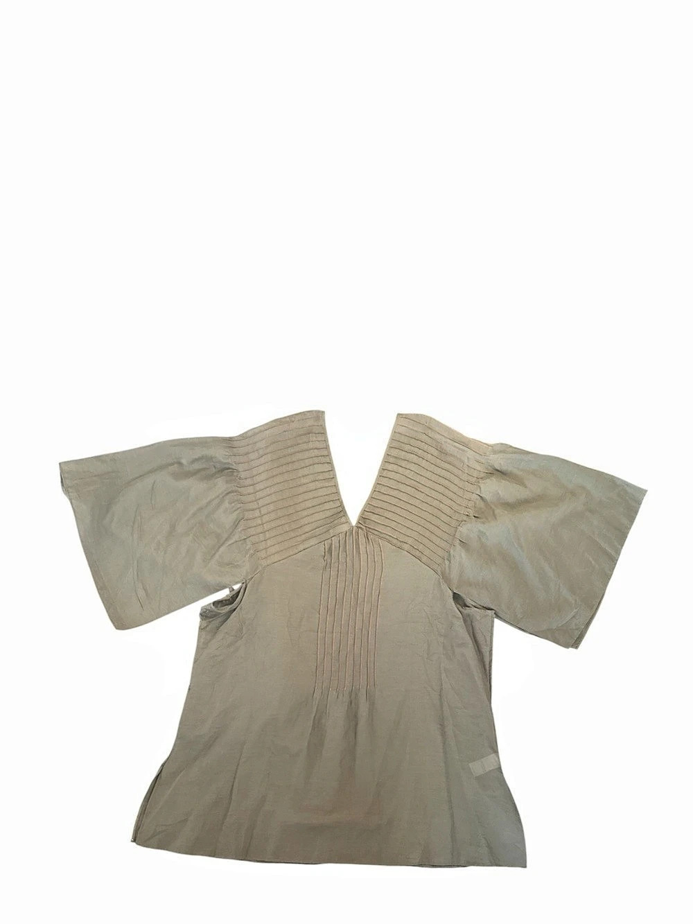 Calvin Klein Green Striped Cotton Silk Tunic NWOT